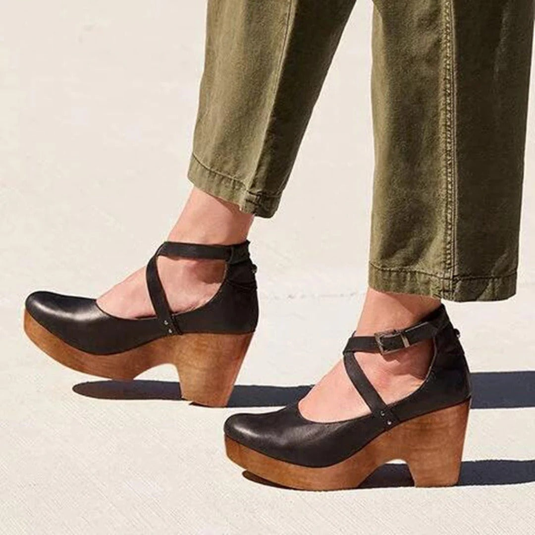 Leather Platform Mary Jane Shoes Women