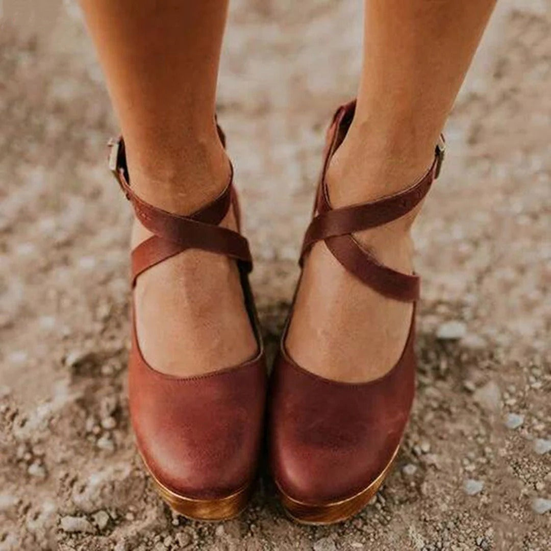 Leather Platform Mary Jane Shoes Women