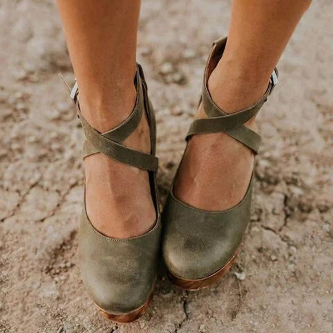 Leather Platform Mary Jane Shoes Women