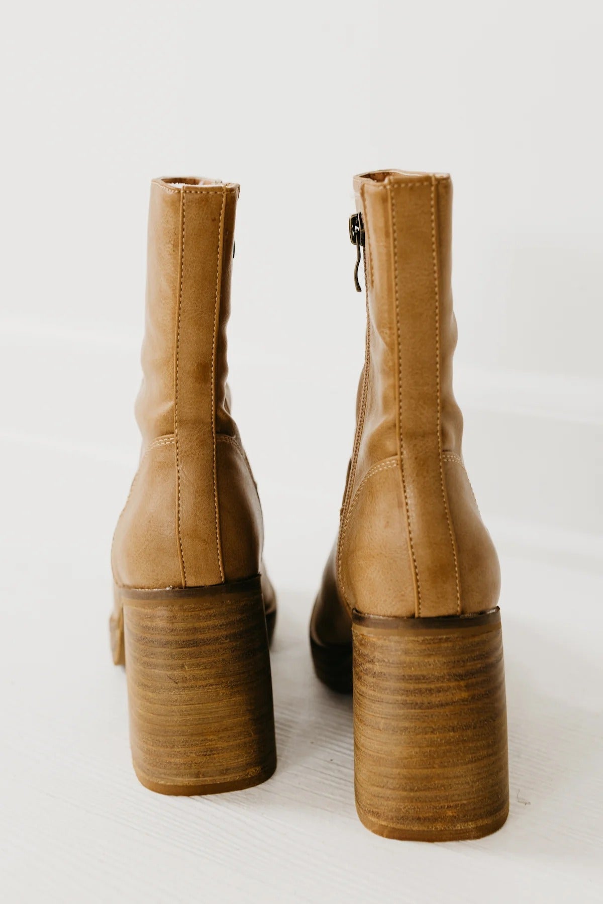 Leather Block Heel Ankle Boots Women