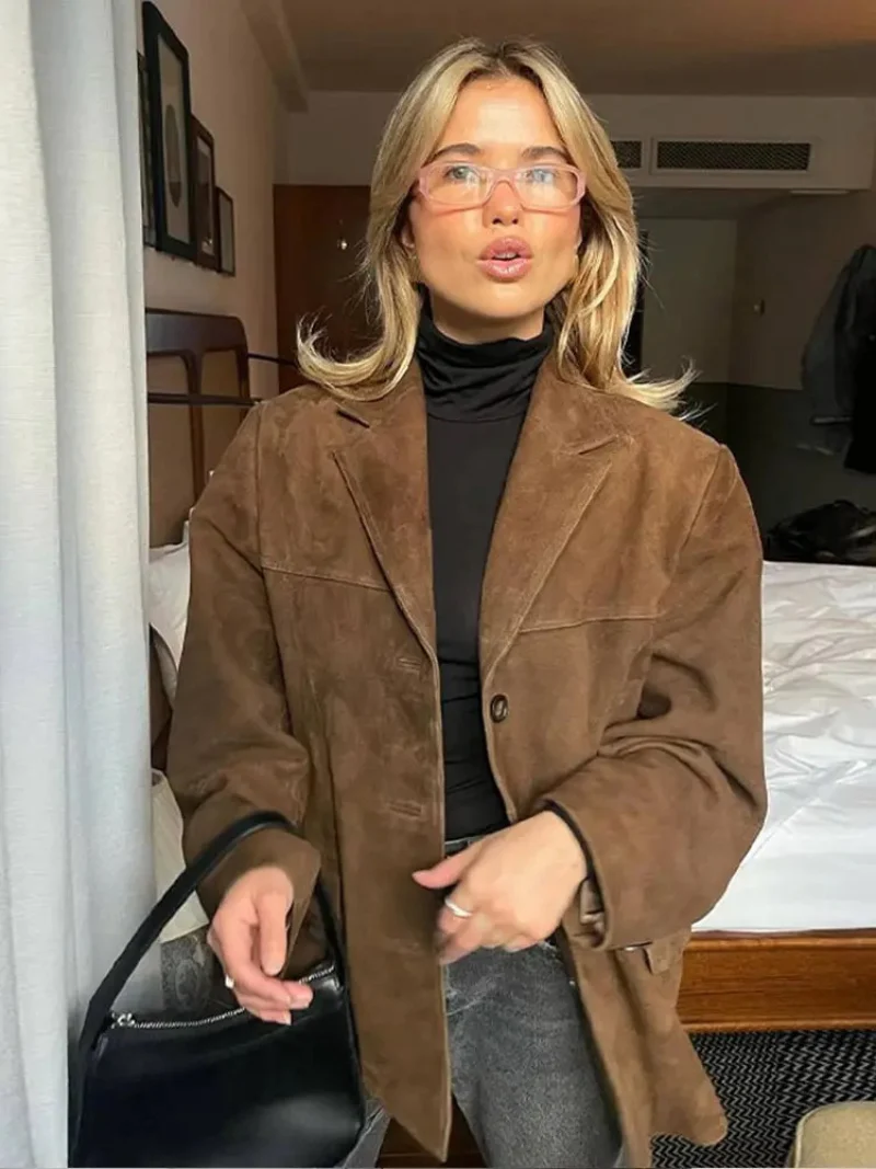 Suede Single-Breasted Jacket Women