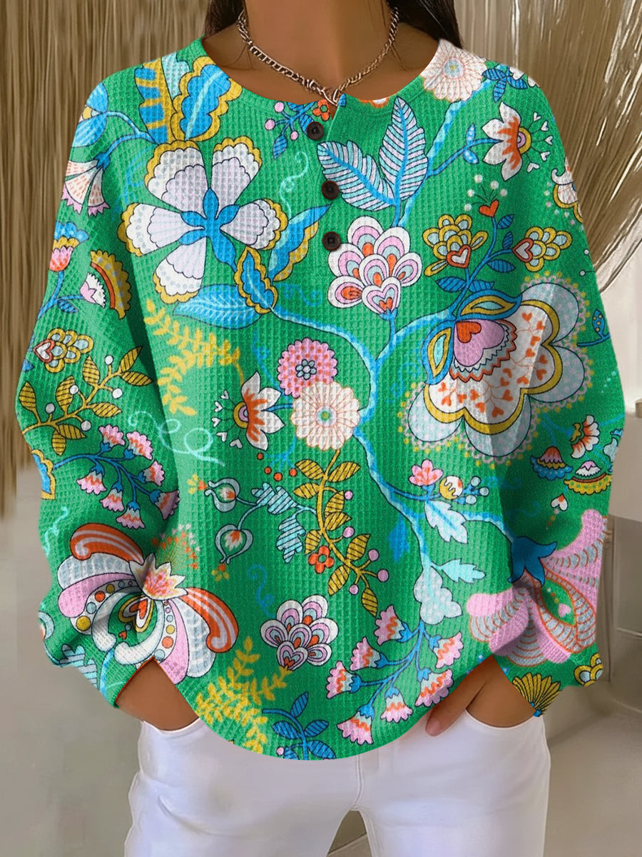 Elina | Colorful Ethnic Floral Print Sweater