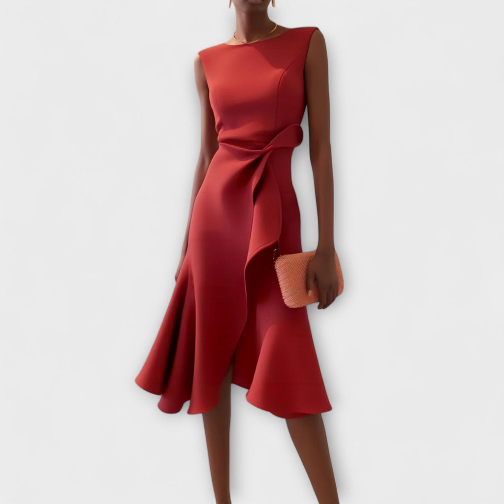JULIETTE | Asymmetrical Draped Midi Dress