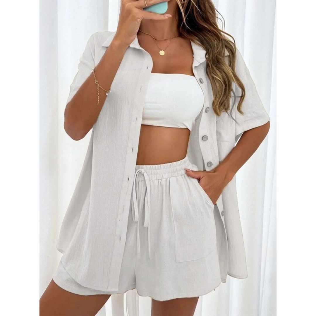 KRISTINE™ – Casual Summer  Button-Down Lounge Set