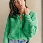 ELOWEN™ - Comfy Plain Button Down Long Sleeve Round Neck Cardigan