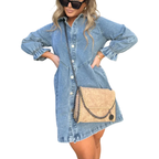 MARENE™ - Elegant Washed Puff Sleeve Mini Dress