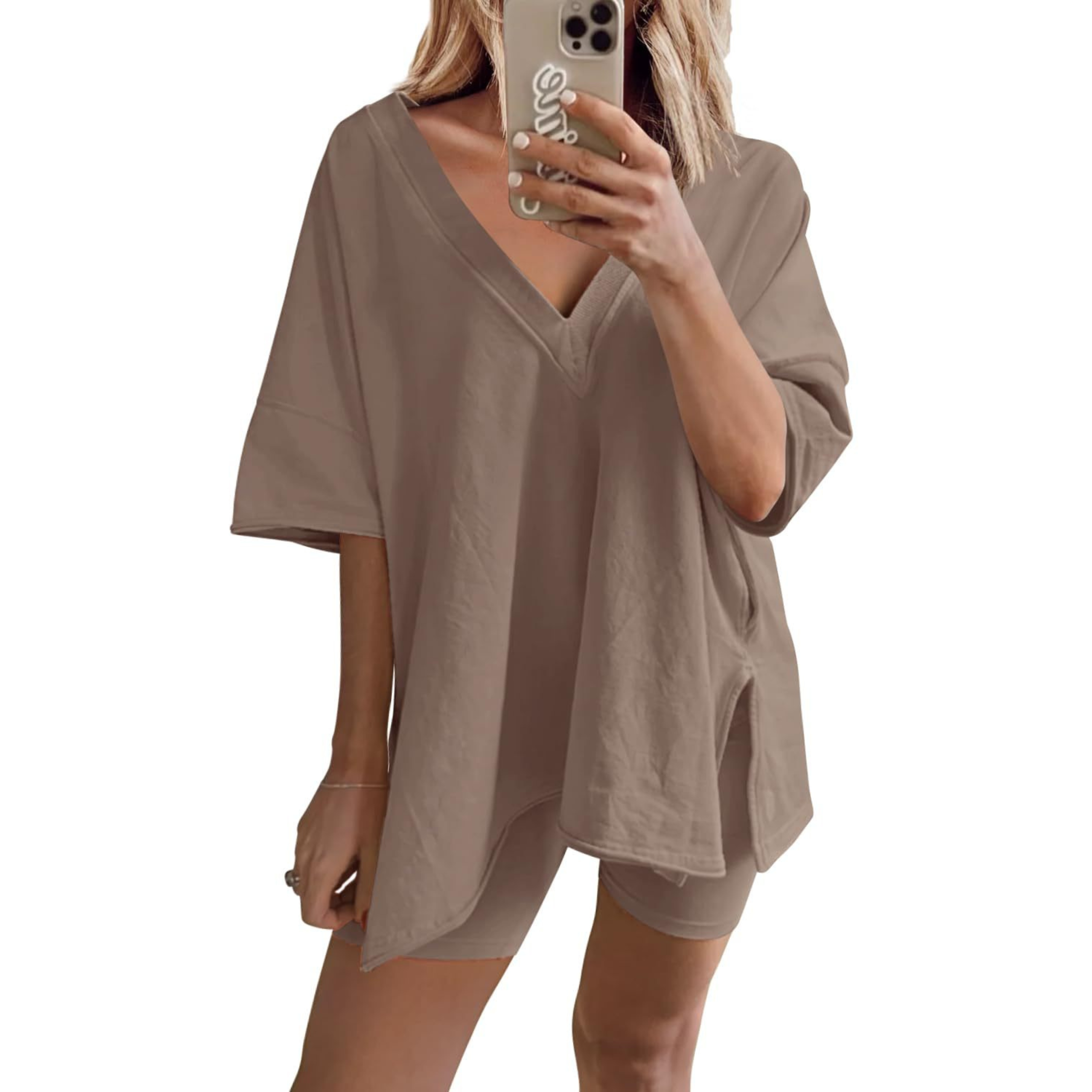RAMLYN™ – Casual Oversized V-Neck and Short Set