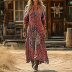 【Long-Sleeved】Vintage Dress in Ethnic Style