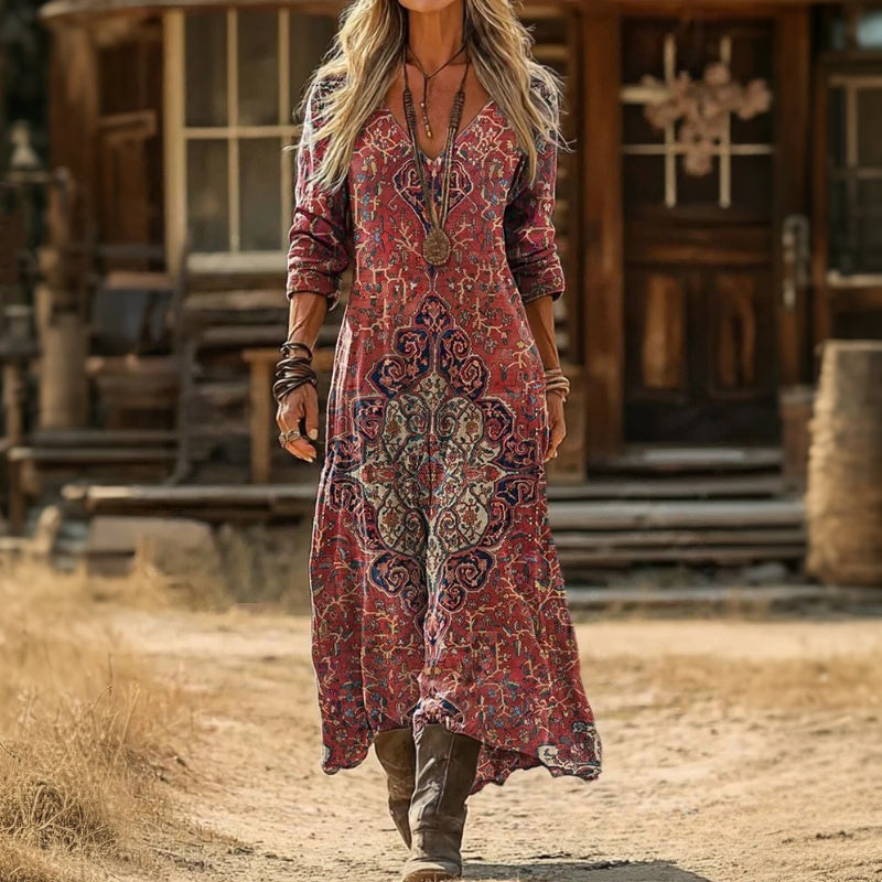 【Long-Sleeved】Vintage Dress in Ethnic Style