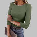 DAVINA™ - Casual Plain Crewneck Slim-Fit Top