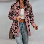 SISI™ - Casual Leopard Print Button Front Jacket