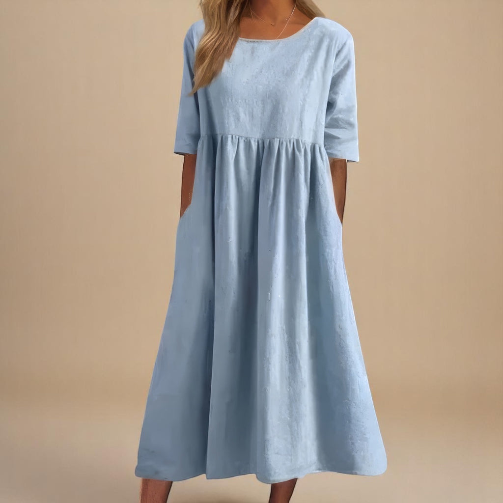 KATY | Linen Dress with Defined Waist