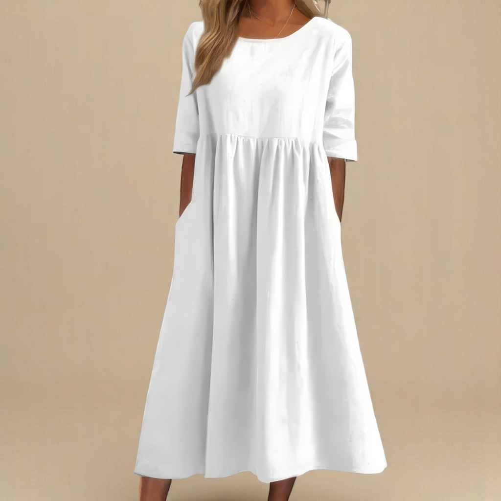 KATY | Linen Dress with Defined Waist