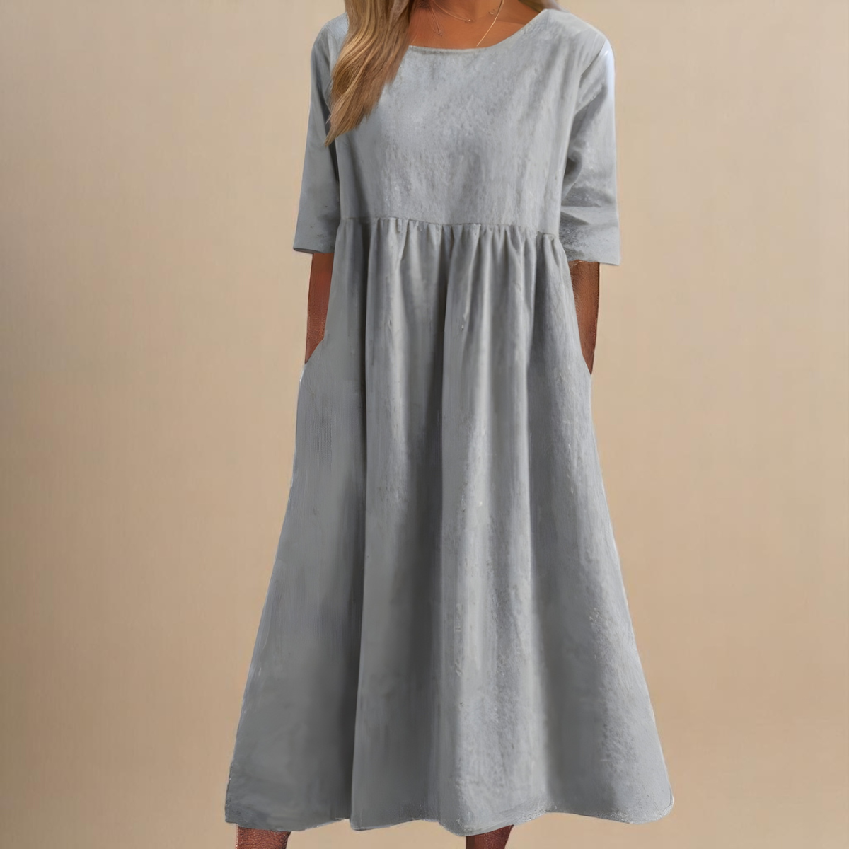 KATY | Linen Dress with Defined Waist