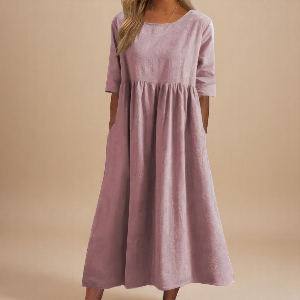 KATY | Linen Dress with Defined Waist
