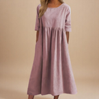 KATY | Linen Dress with Defined Waist