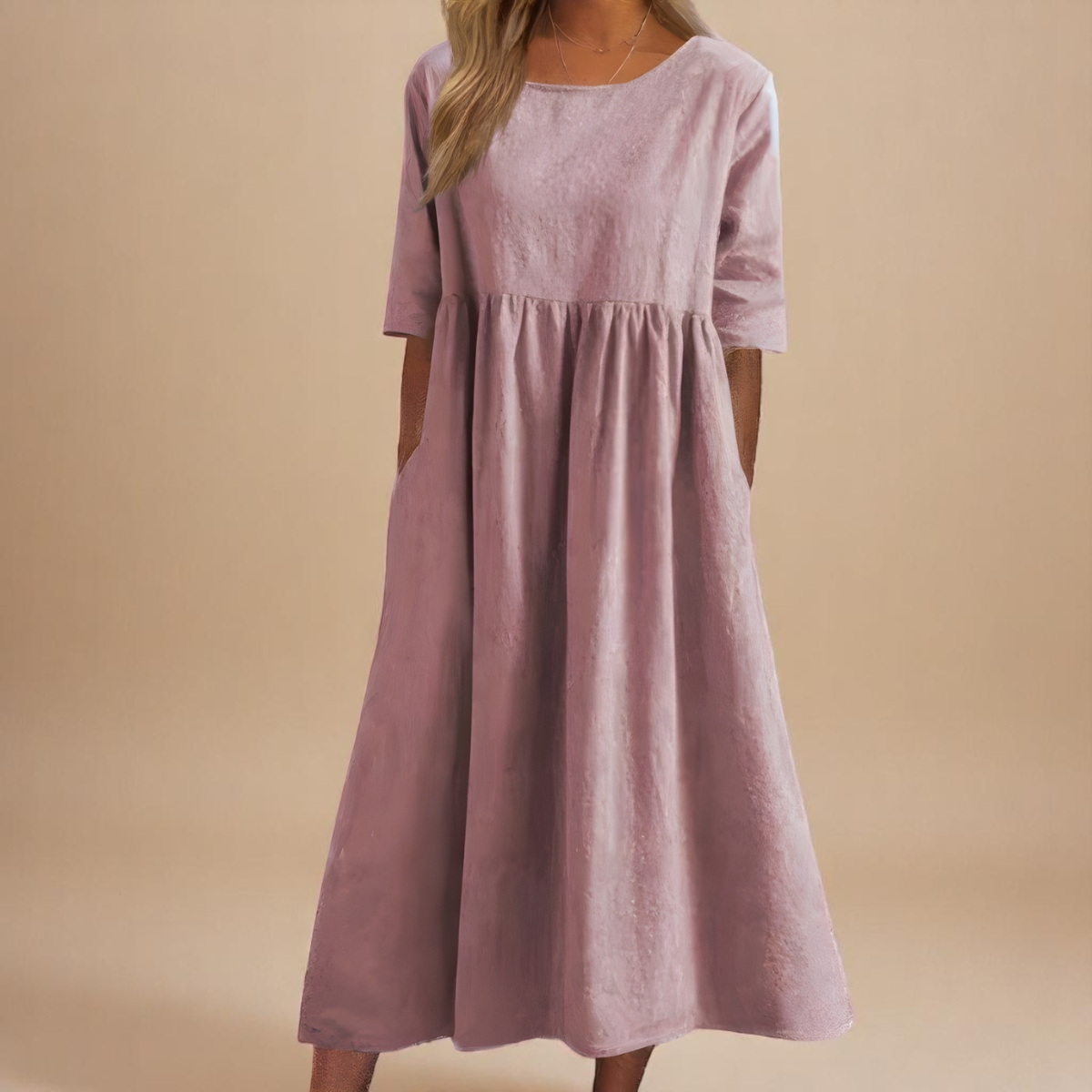 KATY | Linen Dress with Defined Waist