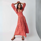 MOIRA™ - Comfy Floral Lantern Sleeve Square Neck Maxi Dress