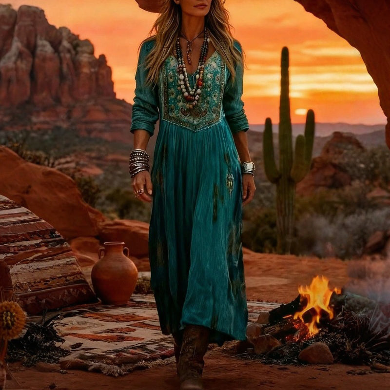 【Long-Sleeved】Vintage Floral Dress