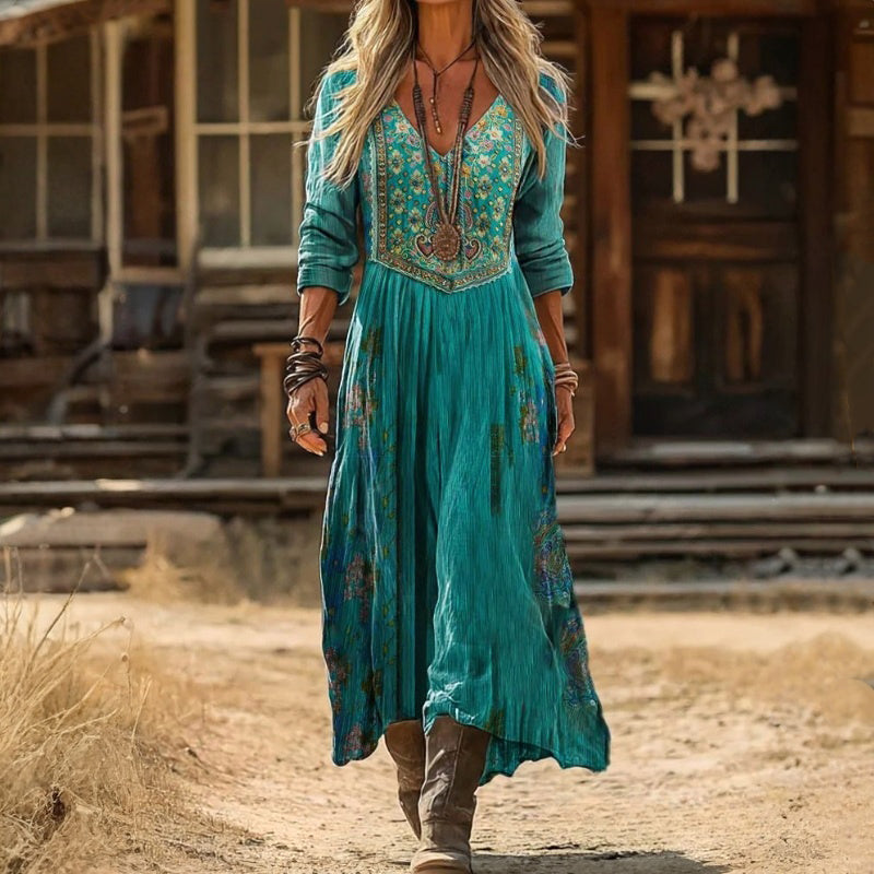 【Long-Sleeved】Vintage Floral Dress