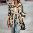 SISI™ - Casual Leopard Print Button Front Jacket