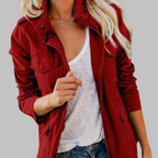 OLGA™ - Vintage Zip Up Button Military Jacket