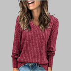 KASHA™ - Casual V-Neck Long Sleeve Sweater