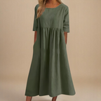 KATY | Linen Dress with Defined Waist