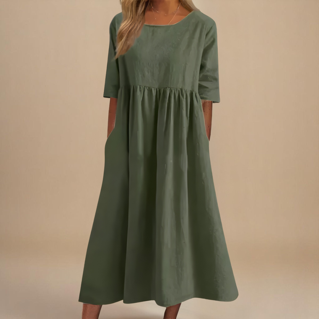 KATY | Linen Dress with Defined Waist