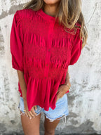 ELIZA™ - Pleated Button-Up Blouse