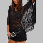 LEONA™ - Classy V-Neck Batwing Sleeve Cover-Up Top