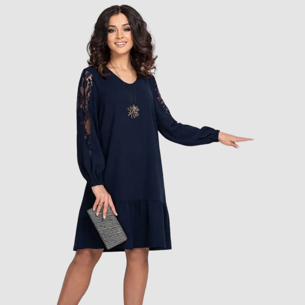 Celina – Midi Dress with Lace Sleeves