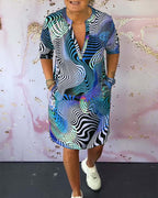 MARI™ - Colorful V-Neck Dress