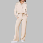UDAY™ - Comfy Half Zip Sweatshirt and Wide Leg Pants Set