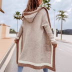 PLATO™ - Casual Open Front Oversized Hooded Cardigan