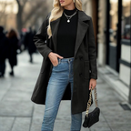 DEMI™ - Casual Mid Length Button Open Front Coat