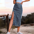 XIANI™ - Casual Button Front Slit Skirt