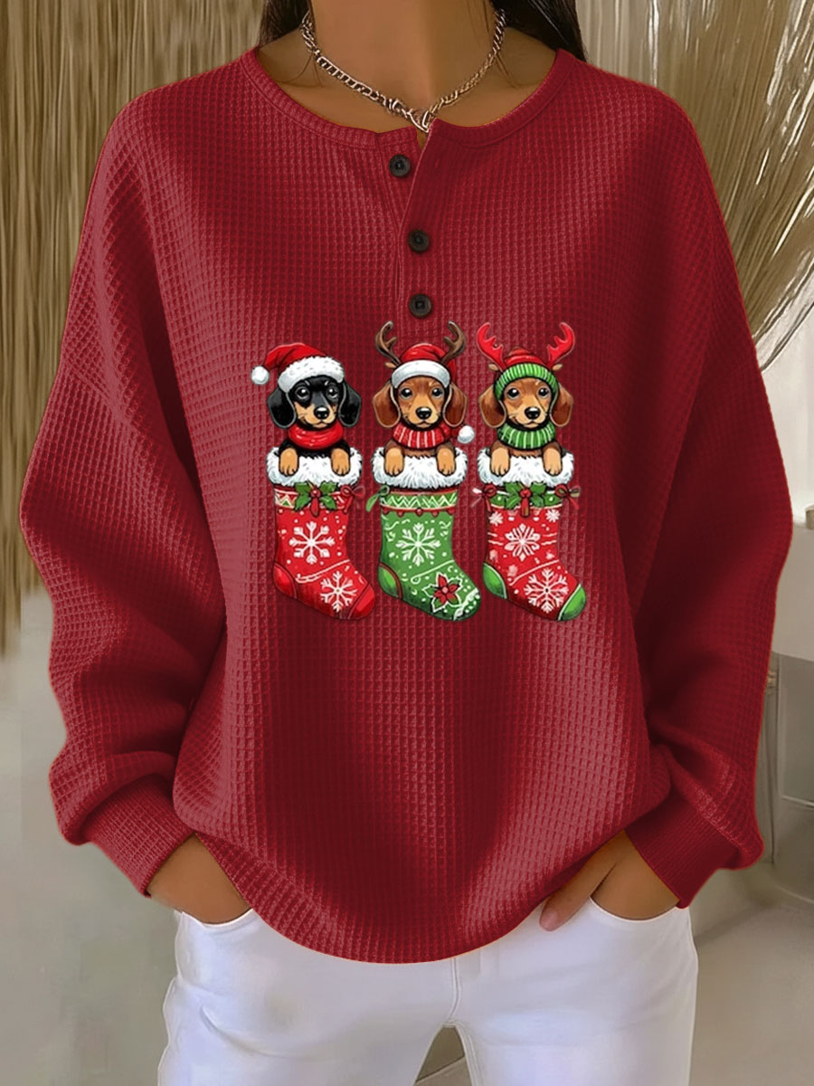 Grethe | Vintage Christmas Sweater with Dog Pattern