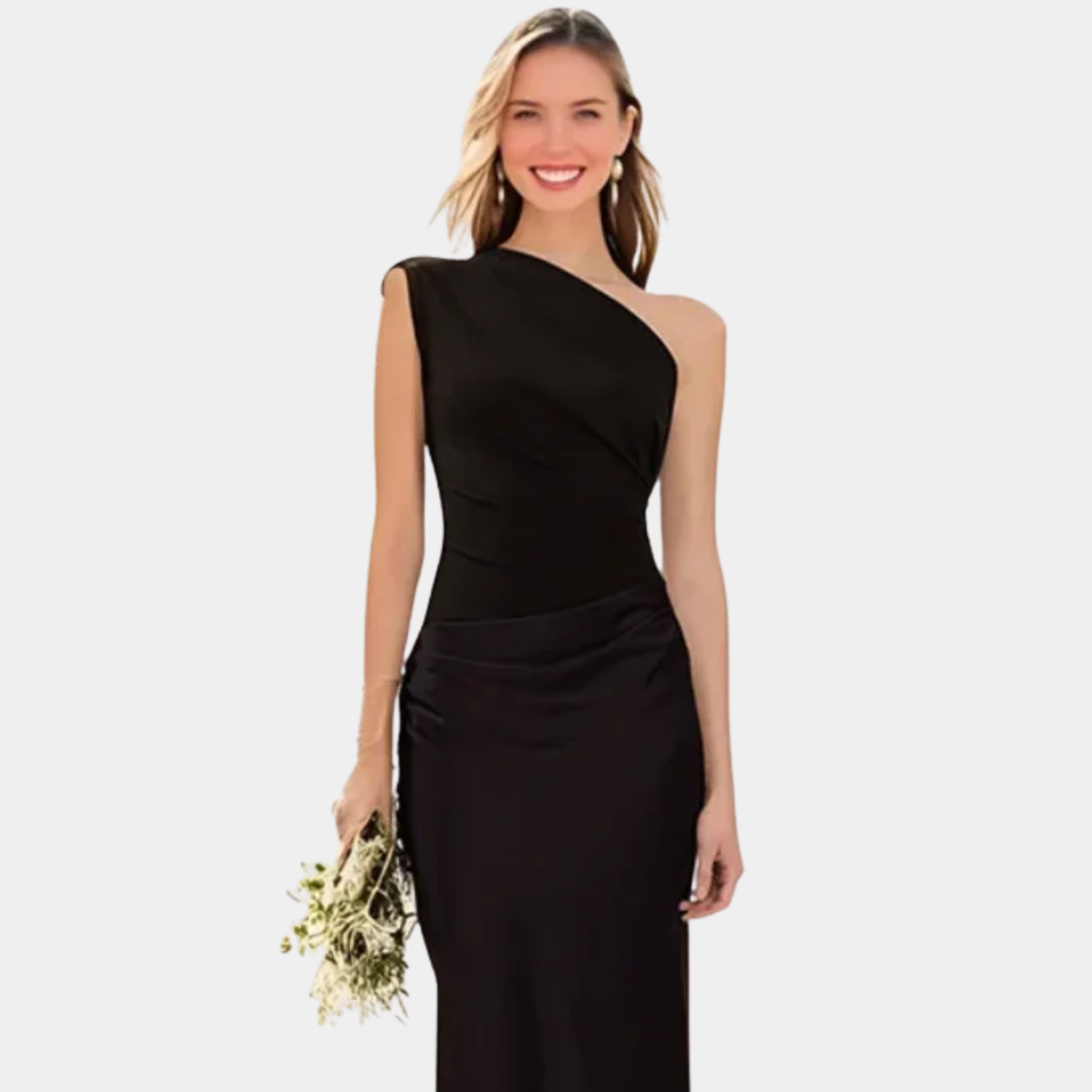 Agnieszka – Satin Maxi Dress with One Shoulder