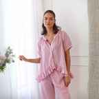 NEVERLAND™ - Casual Plaid Puff Sleeve Top and Pants Set