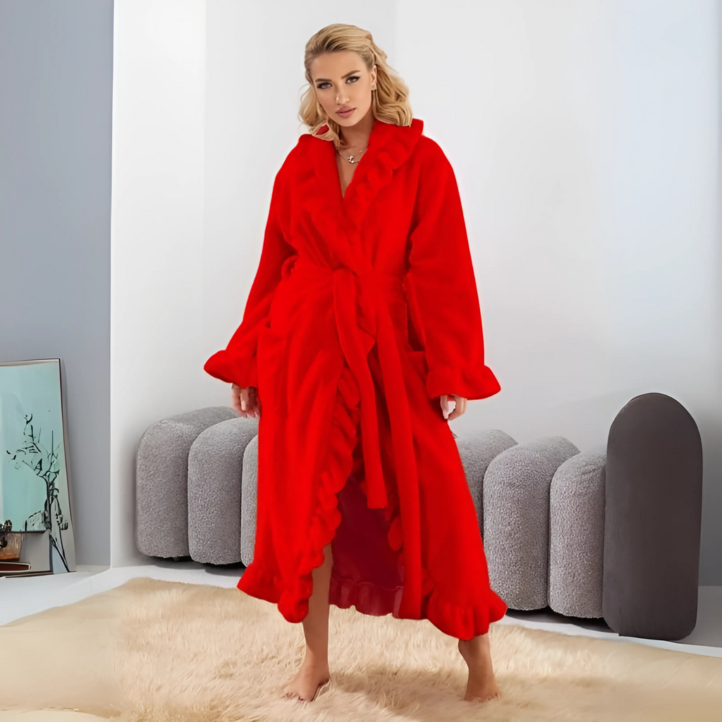 HEXA™ - Classy Ruffle Hem Long Sleeve Robe