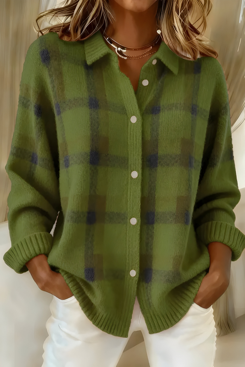 Tesa™ | Soft Knit Cardigan with Check