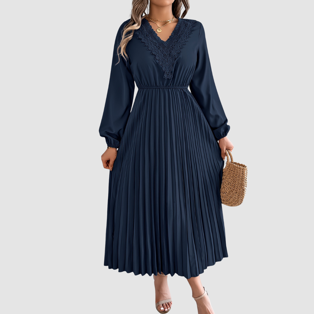 Małgorzata – Lace Dress with V-Neck in A-Line Cut