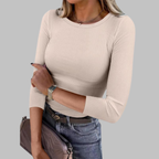 DAVINA™ - Casual Plain Crewneck Slim-Fit Top