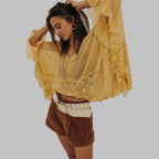 LEONA™ - Classy V-Neck Batwing Sleeve Cover-Up Top