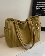 SOCIANI™ – Trending Ribbed Tote Bag with Drawstring Detail