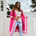 PLATO™ - Casual Open Front Oversized Hooded Cardigan