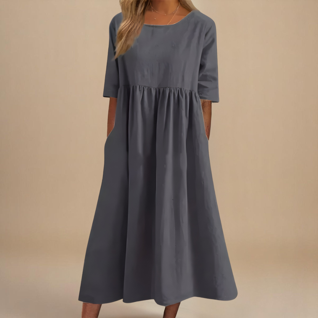 KATY | Linen Dress with Defined Waist