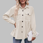 MARISA™ - Vintage Button Front Long Sleeve Collared Top