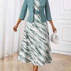 Bożena – Two-Piece Set with Belt and Pattern